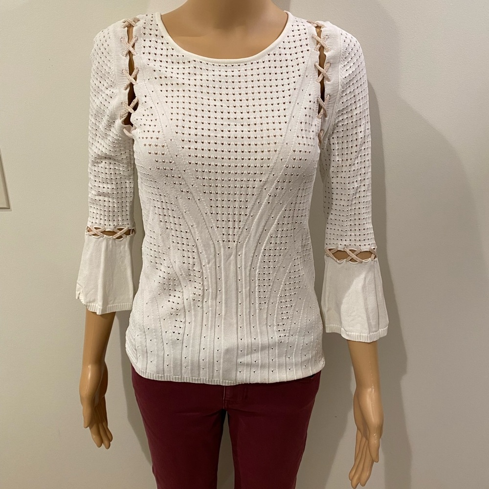 Bebe lace up knit top